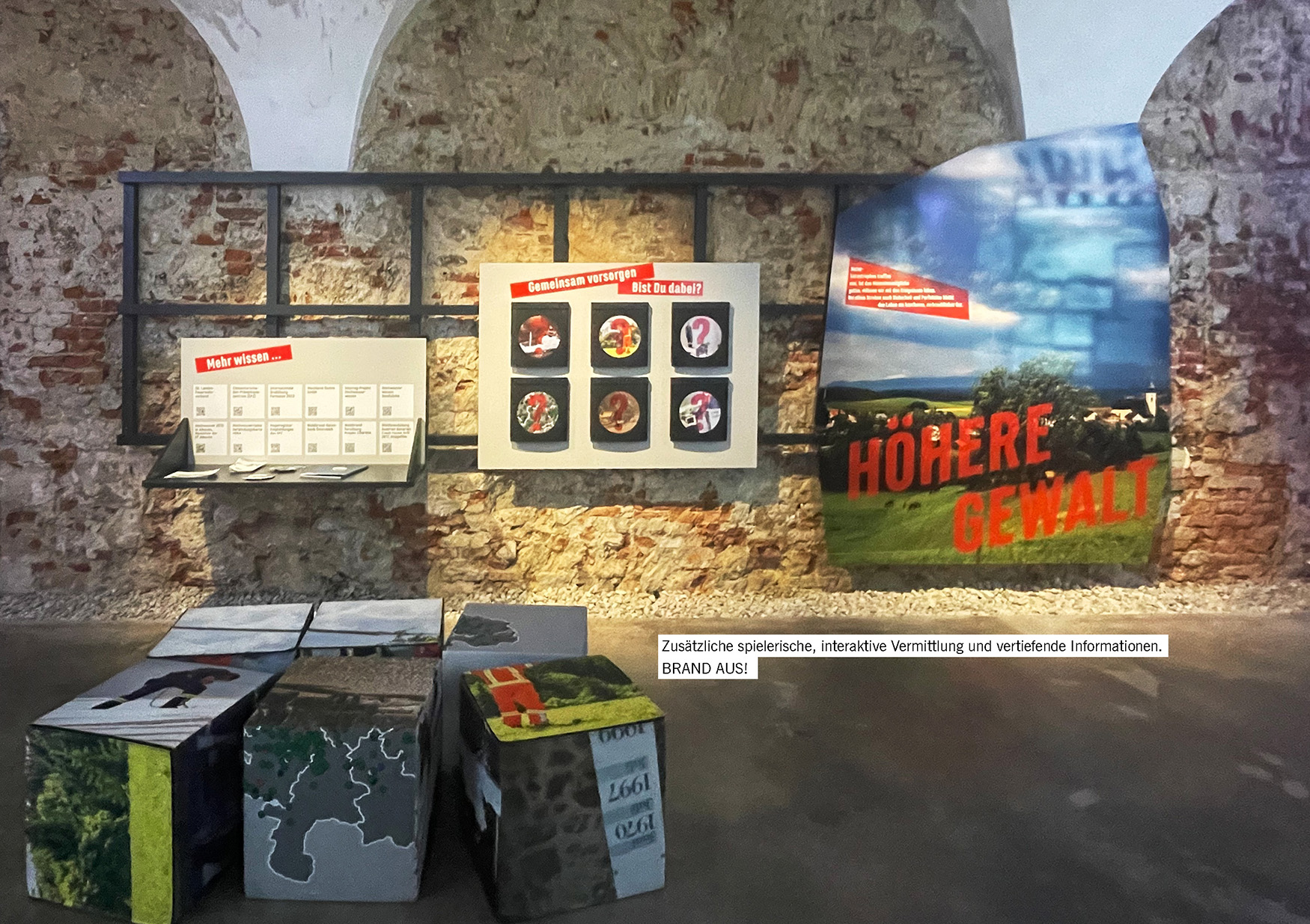 Zusätzliche spielerische, interaktive Vermittlung und vertiefende Informationen. BRAND AUS!